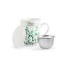 Taza de té de hierbas botánico con filtro en porcelana con decoraciones surtidas cl 35