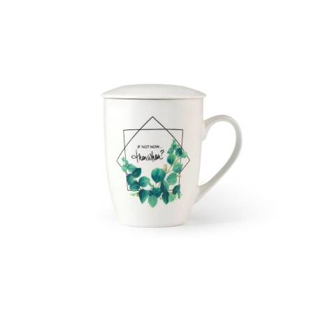 Tasse à tisane Botanic avec filtre en porcelaine avec décors assortis cl 35