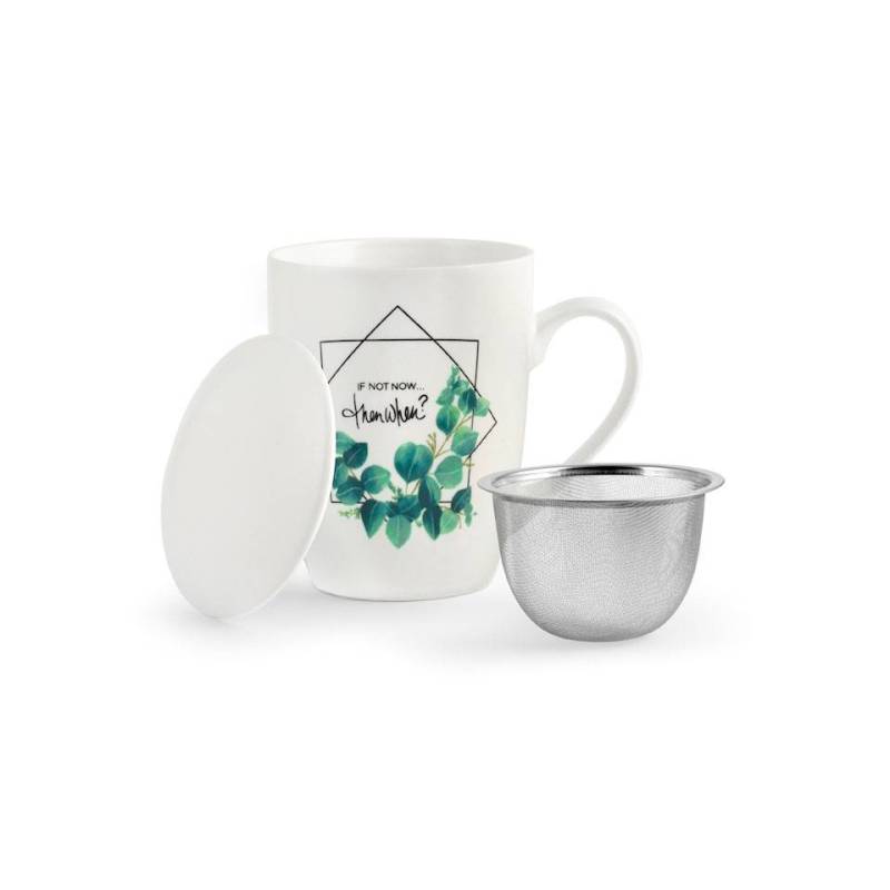 Tasse à tisane Botanic avec filtre en porcelaine avec décors assortis cl 35