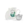 Taza de té de hierbas botánico con filtro en porcelana con decoraciones surtidas cl 35