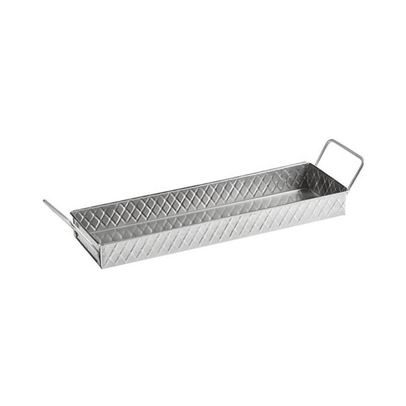 Bandeja rectangular Snack Lattice con asas de acero inoxidable cm 31,4x10x3,5