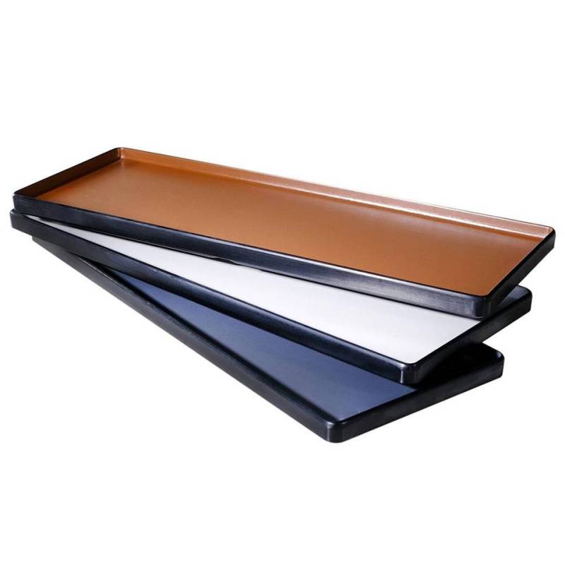 Plateau rectangulaire en mélamine bicolore noir et blanc 50x18 cm