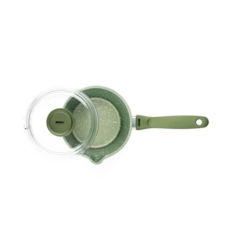 Green Risolì moyenne avec couvercle en aluminium antiadhésif pour induction cm 16