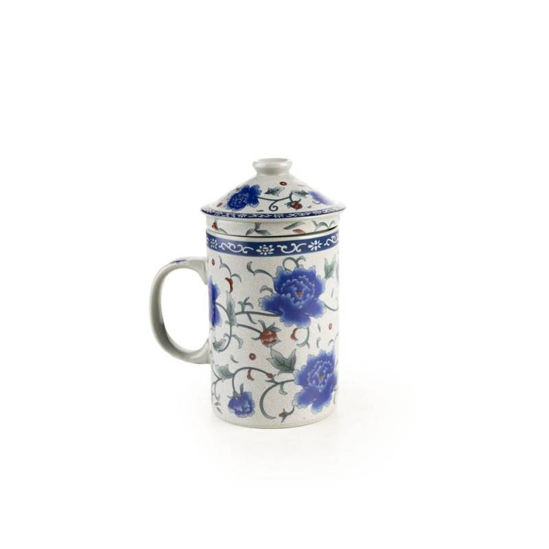 Taza de infusión Flor Oriental con filtro y tapa de porcelana cl 30