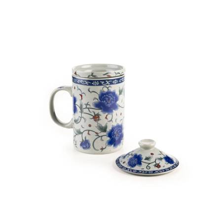 Taza de infusión Flor Oriental con filtro y tapa de porcelana cl 30