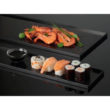Vassoio rettangolare pasticceria/bar in abs nero cm 60x10x1