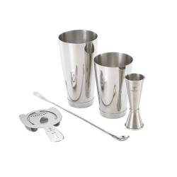 Juego de barman Barfly de acero inoxidable de 4 piezas