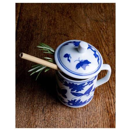 Tasse à tisane Butterfly Blue avec filtre et couvercle en porcelaine cl 30