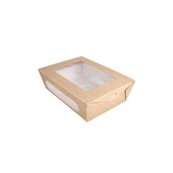 Récipient avec couvercle et fenêtre en papier brun cm 20.5x14.2x6