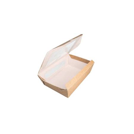 Recipiente con tapa y ventana de papel de estraza cm 20.5x14.2x6