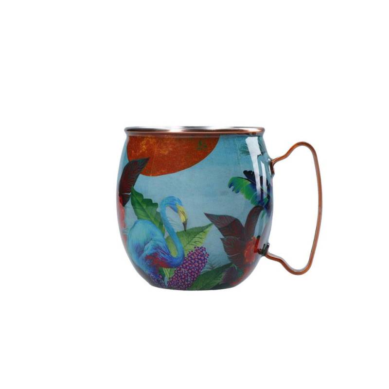 mug moscow mule en acier avec décoration flamant rose multicolore cl 45
