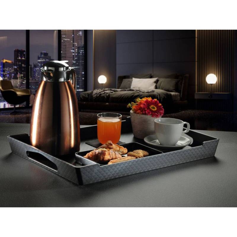 Bandeja rectangular Diamond Capri de poliestireno negro cm 51x35,5x5