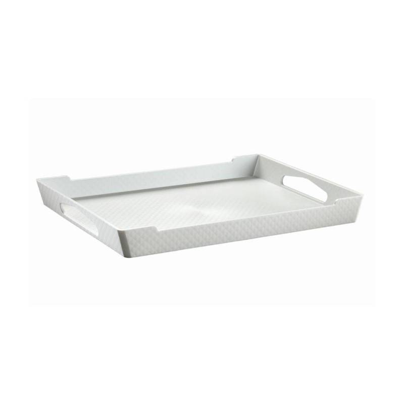 Bandeja rectangular Diamante Capri de poliestireno blanco cm 51x35,5x5