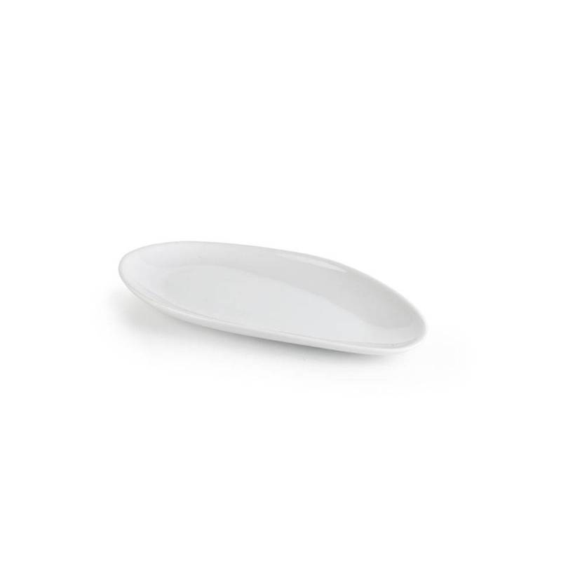 Bandeja ovalada de porcelana blanca ecológica 30x15 cm