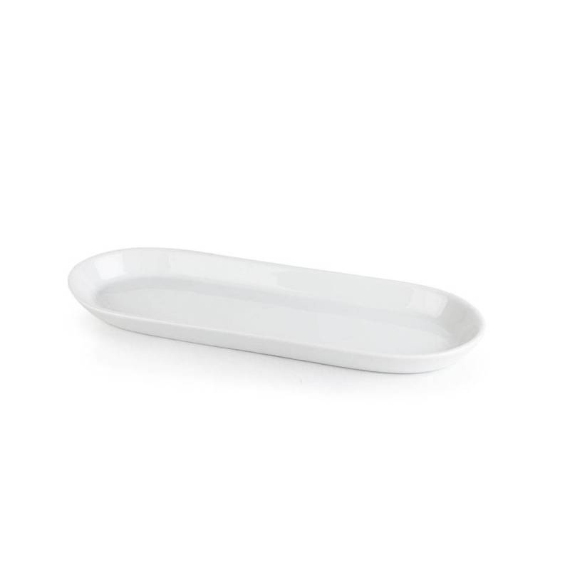 Bandeja ovalada de porcelana blanca 30x10,8 cm
