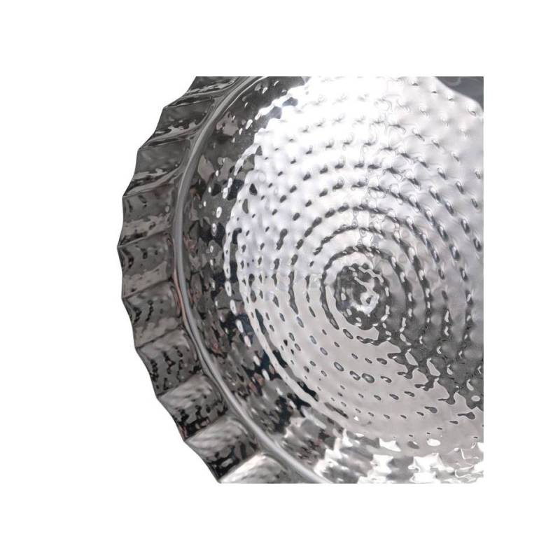 Margherita Montecarlo plateau rond en acier inoxydable martelé 27 cm