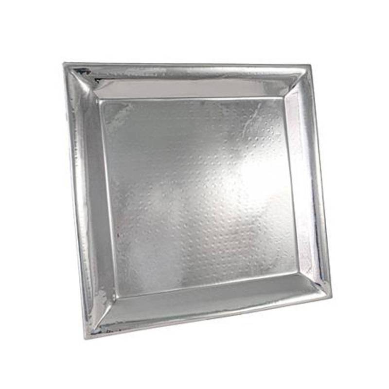 Plateau carré en acier inoxydable martelé Montecarlo 42x42 cm