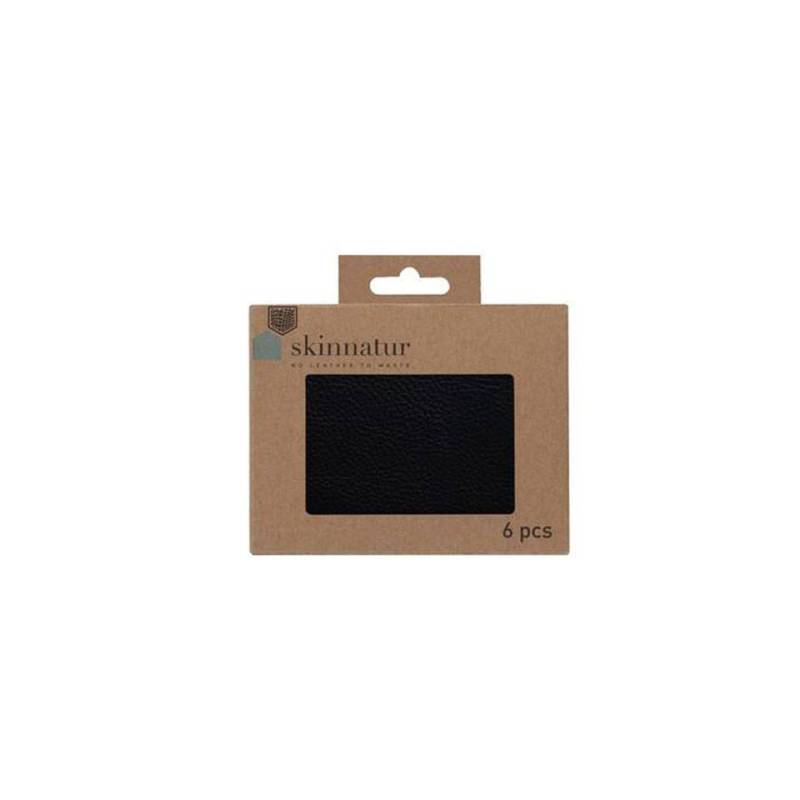 Posavasos rectangular Skinnatur de cuero reciclado negro carbón 13x10 cm