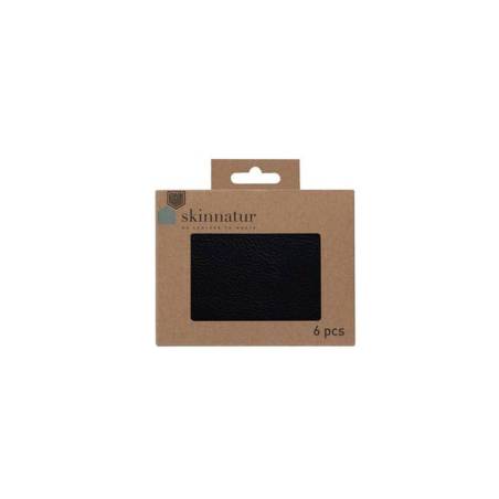 Posavasos rectangular Skinnatur de cuero reciclado negro carbón 13x10 cm