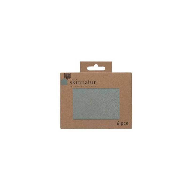 Posavasos rectangular Skinnatur en piel reciclada gris elefante 13x10 cm