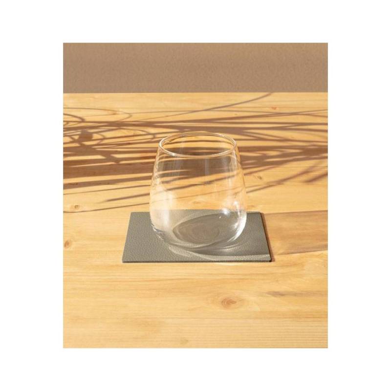Posavasos rectangular Skinnatur en piel reciclada gris elefante 13x10 cm
