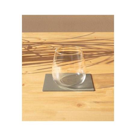 Posavasos rectangular Skinnatur en piel reciclada gris elefante 13x10 cm