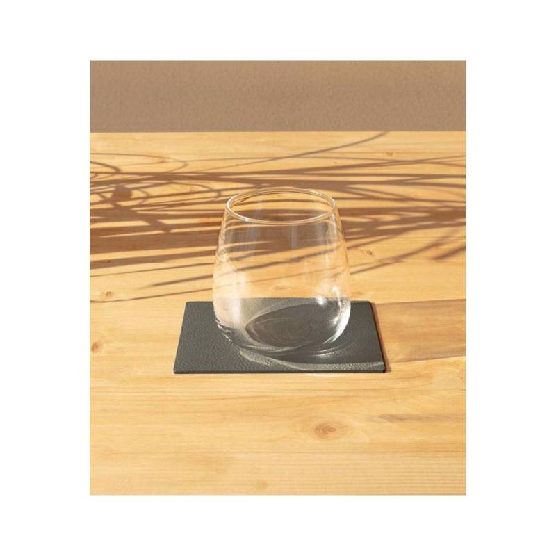 Sous-verre rectangulaire en cuir recyclé gris Tornado Skinnatur 13x10 cm