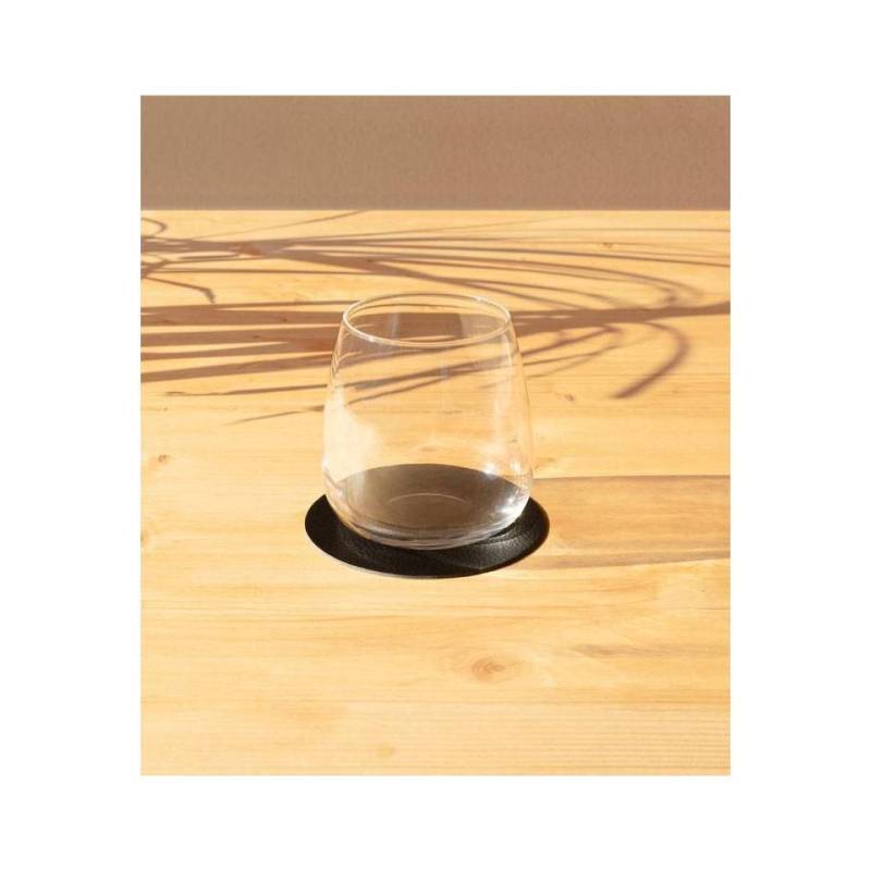 Sous-verre rond en cuir recyclé Skinnatur noir charbon de bois cm 10
