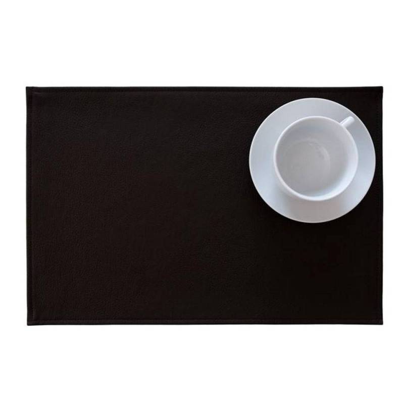 Set de table rectangulaire en cuir synthétique noir Monaco 30x45 cm