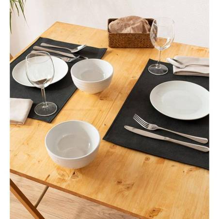 Set de table rectangulaire en cuir synthétique noir Monaco 30x45 cm