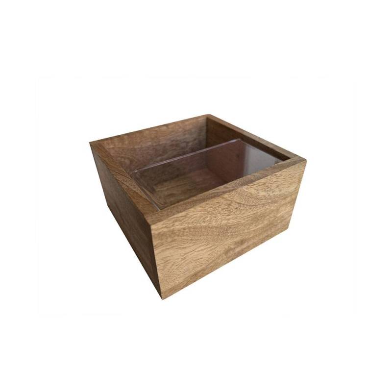 Servilletero antiviento de madera y acrílico 13x13x7,5 cm