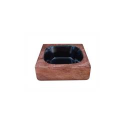 Taza cuadrada gandhara de madera y resina negra 10,3x10,3x4 cm