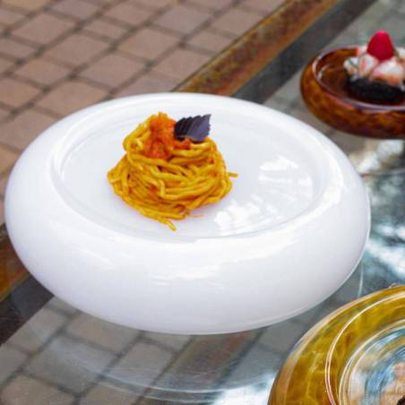 Cloud pillow top plate in white glass cm 20