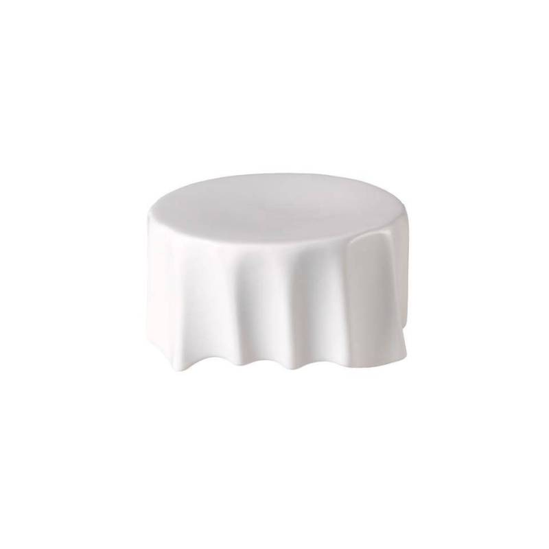 Porte-gâteau rond en porcelaine blanche plissée 7.5 cm