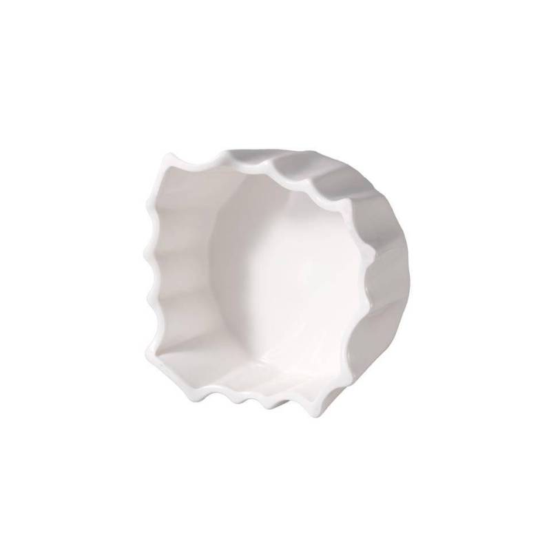 Porte-gâteau rond en porcelaine blanche plissée 7.5 cm