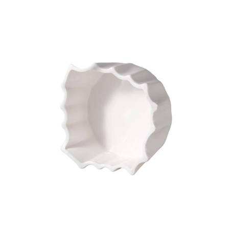 Weißes Porzellan Plissé runder Kuchenständer 7,5 cm