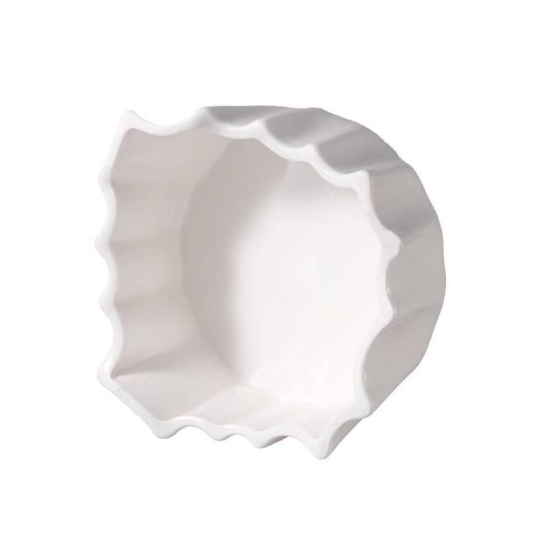 Porte-gâteau rond en porcelaine blanche plissée 11.5 cm