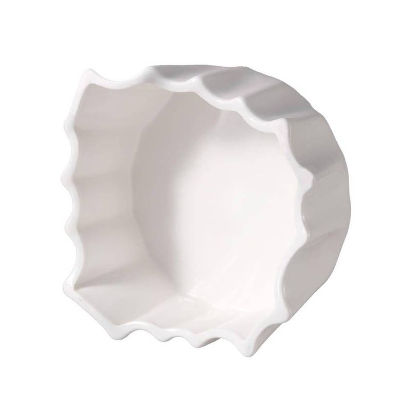 Plat à gâteau rond en porcelaine blanche plissée 16 cm