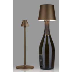 One Light Stem rechargeable led lamp shade bronze