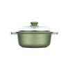 Green Risolì casserole moyenne 2 poignées avec couvercle en aluminium antiadhésif pour induction cm 24
