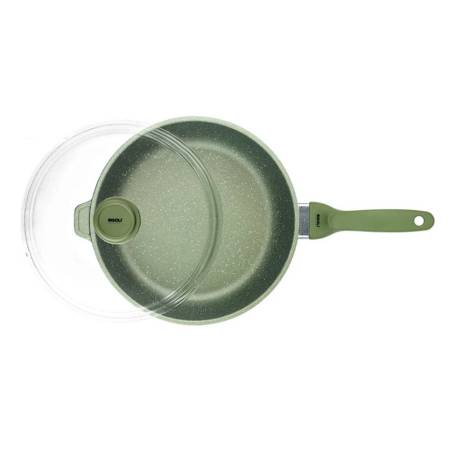 Padella alta un manico con coperchio Dr. Green Risolì in alluminio antiaderente per induzione cm 28