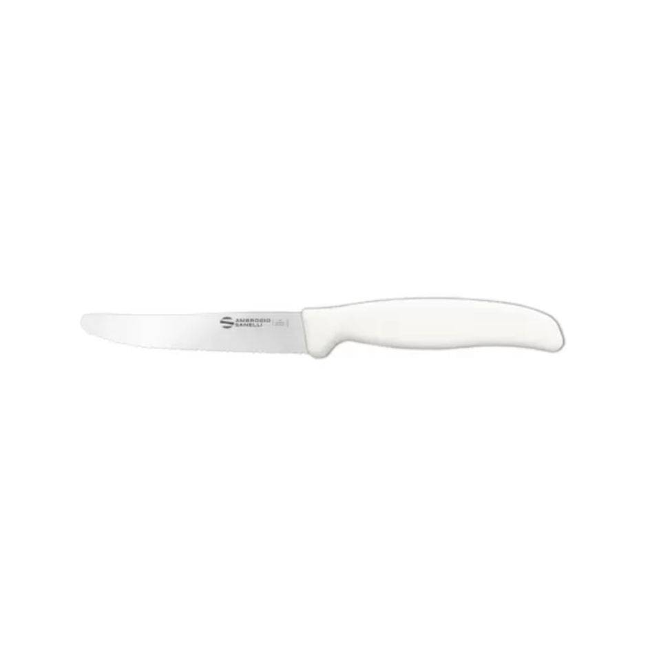 Coltello tavola Supra Sanelli Ambrogio in acciaio inox con manico bianco cm 11