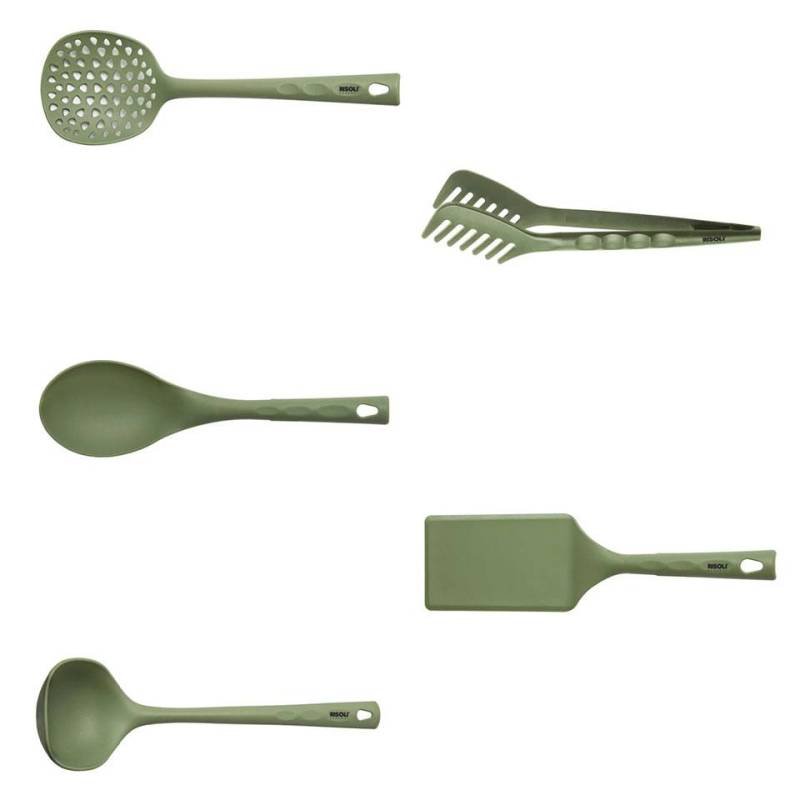 Greentools Risolì 5-piece kitchen set in green nylon