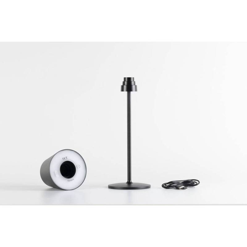 Abat-jour LED rechargeable One Light Stem noir