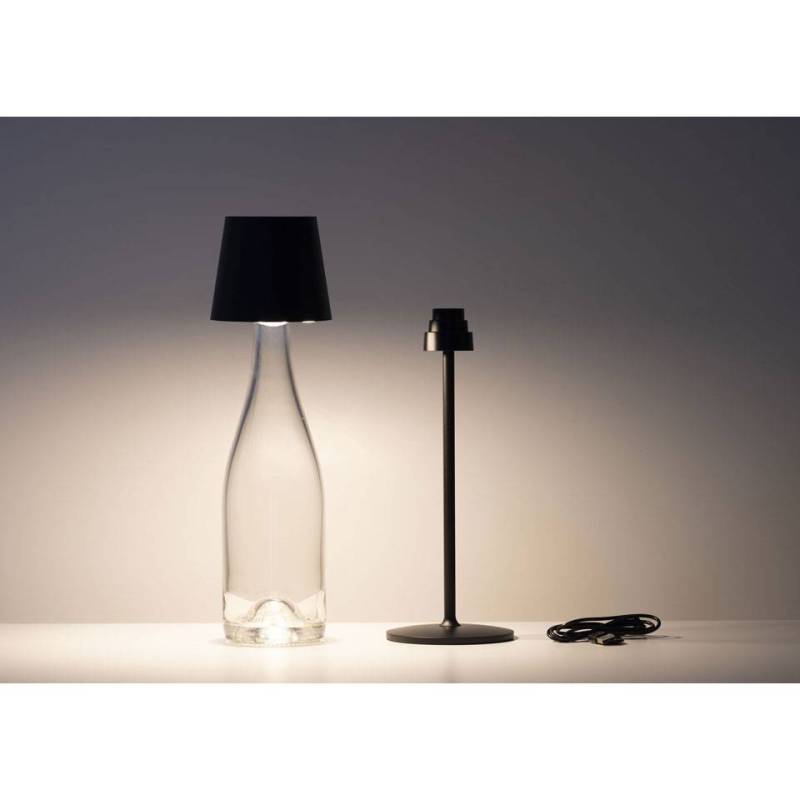 One Light Stem rechargeable led lamp shade black