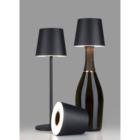 One Light Stem rechargeable led lamp shade black