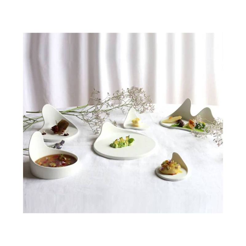 Piattino appetizer Organic Gochi Uncle in porcellana bianca matt cm 14,5x9,2