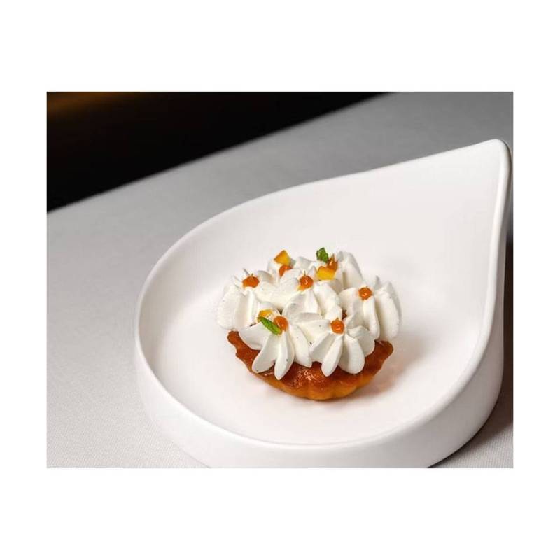 Plato de aperitivo Tío Gochi bio de porcelana blanca mate 14,5x9,2 cm