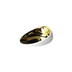 Taza de porcelana blanca y dorada Organic Jomon Mini Gold 10x8x5 cm