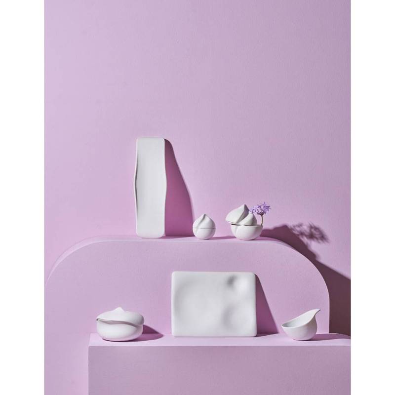 Assiette rectangulaire La tablette en porcelaine blanche mate 25x20 cm
